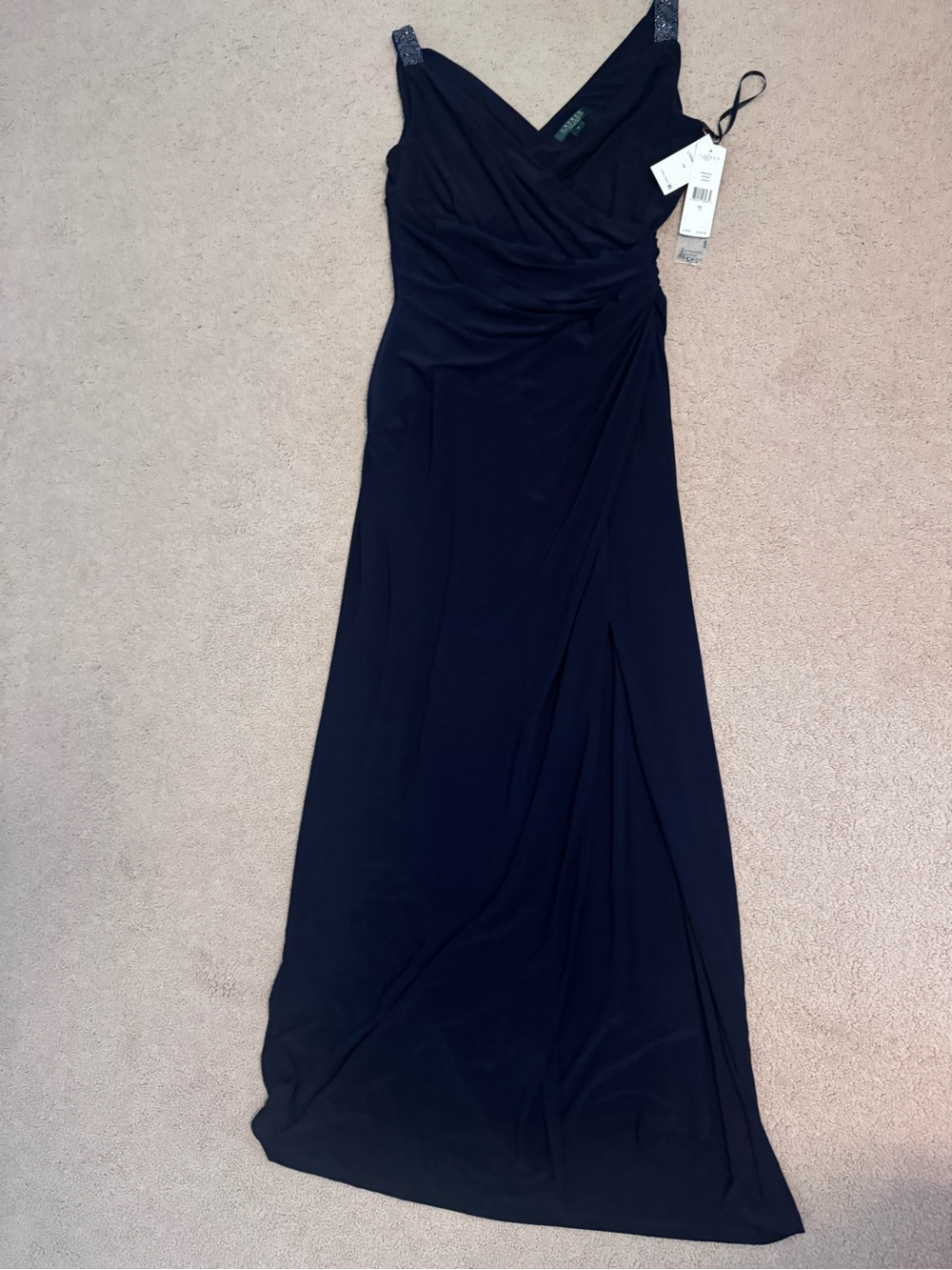 Lauren Ralph Lauren Navy Sleeveless Maxi Dress with Embellished Straps